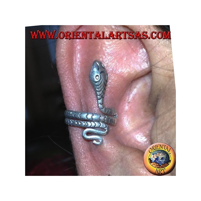 Manchette d'oreille en serpent d'argent