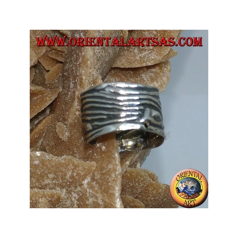 Ohrstulpe in Silber mit Wellenband