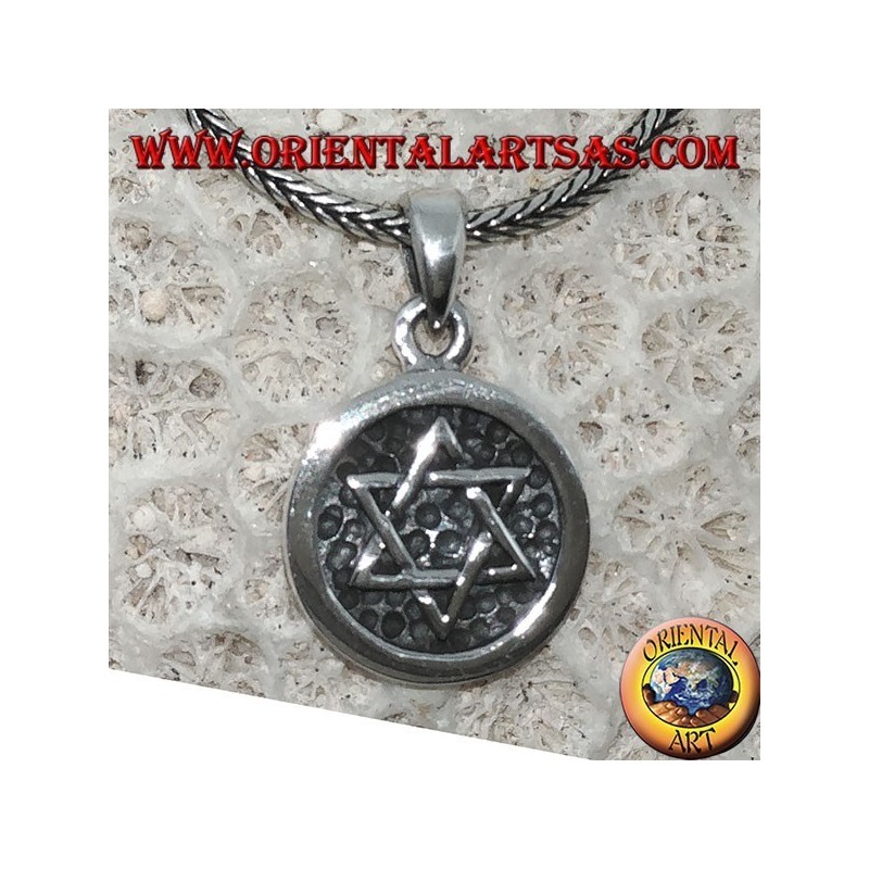 Pendentif médaille en argent avec étoile en relief de David