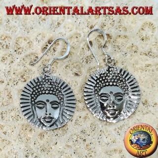 Silver Buddha face earrings