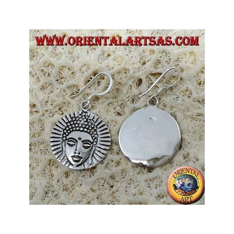 Silver Buddha face earrings