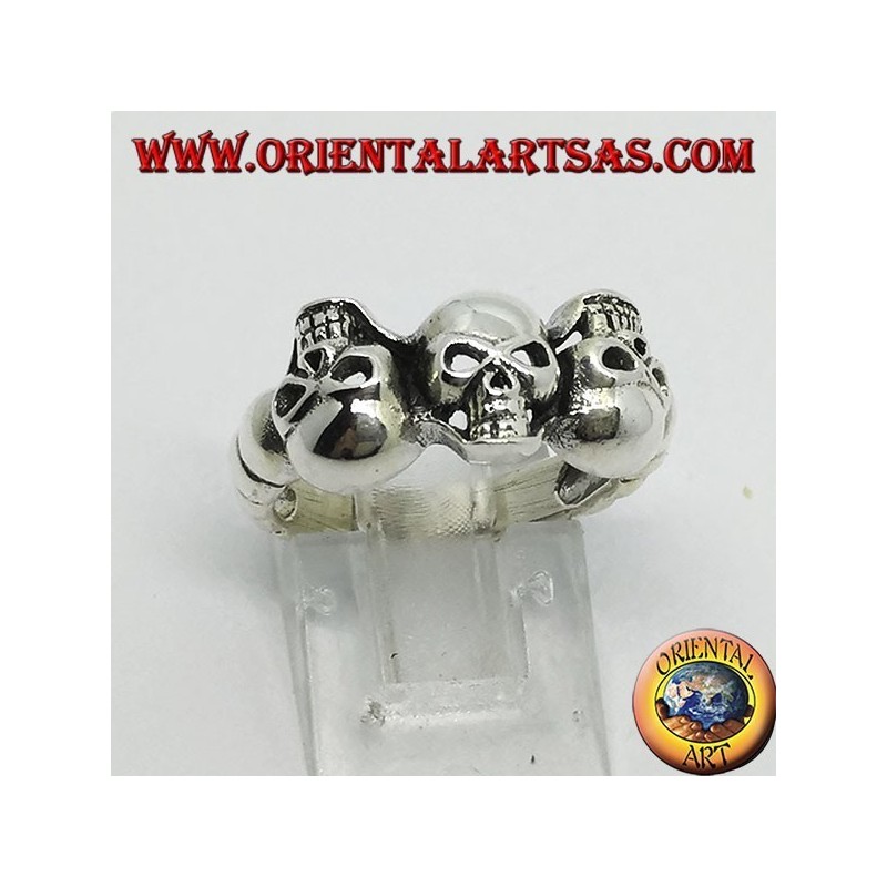 Silver skull ring with garnet eyes