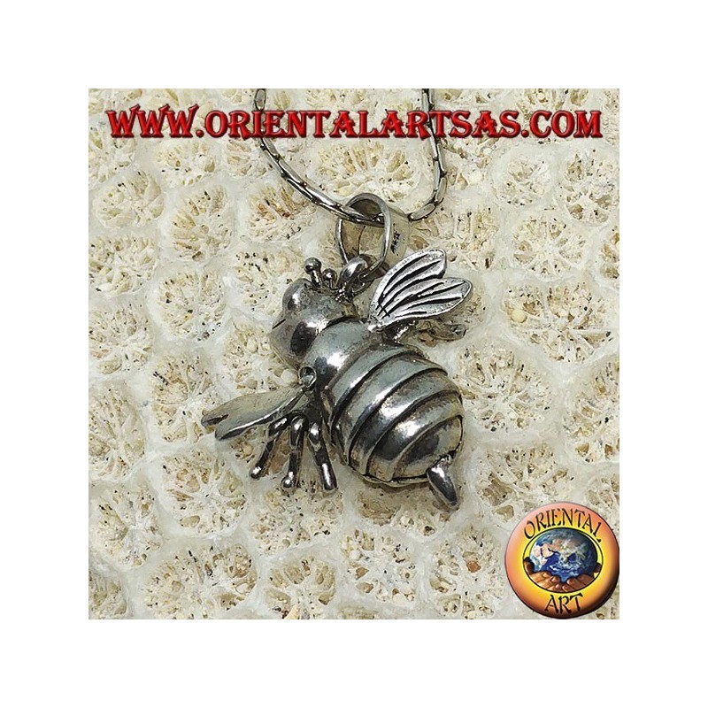 Colgante en plata abeja reina moviendo móvil cabeza y alas