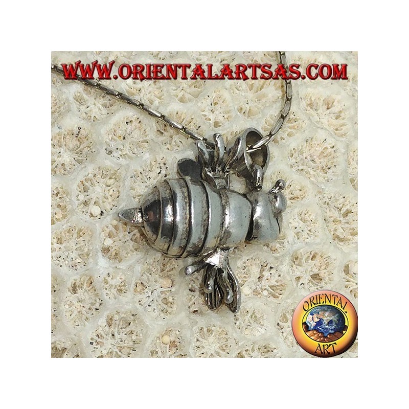 Pendant in silver bee queen mobile moves head and wings