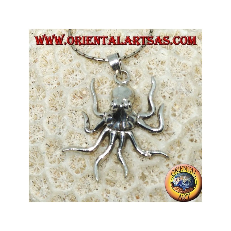 Pendant in silver the octopus mobile symbol of intelligence