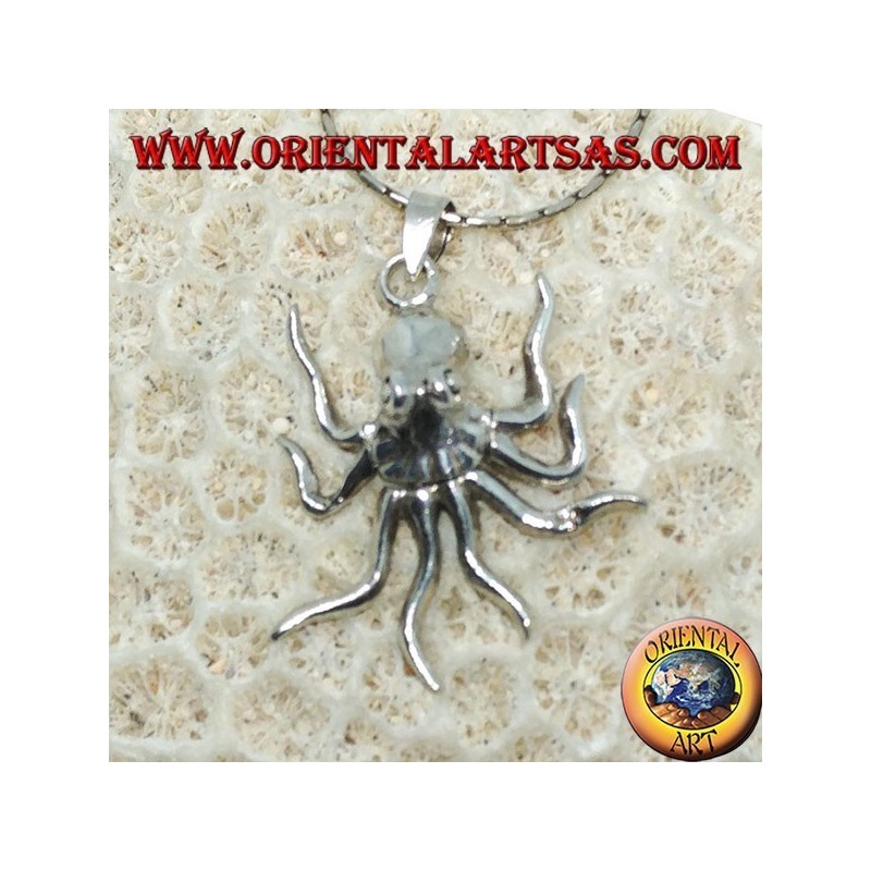 Pendant in silver the octopus mobile symbol of intelligence