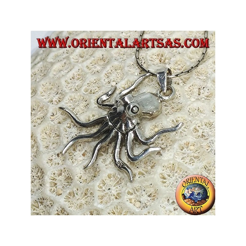 Ciondolo in argento l'octopus (polipo) mobile simbolo di intelligenza
