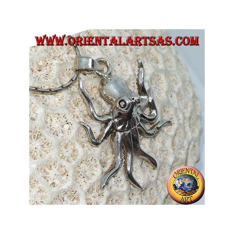 Pendant in silver the octopus mobile symbol of intelligence
