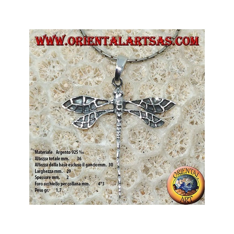 Pendentif en argent grosse libellule