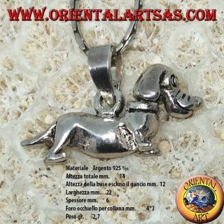 Pendentif en argent du chien teckel mobile (tourne la tête)