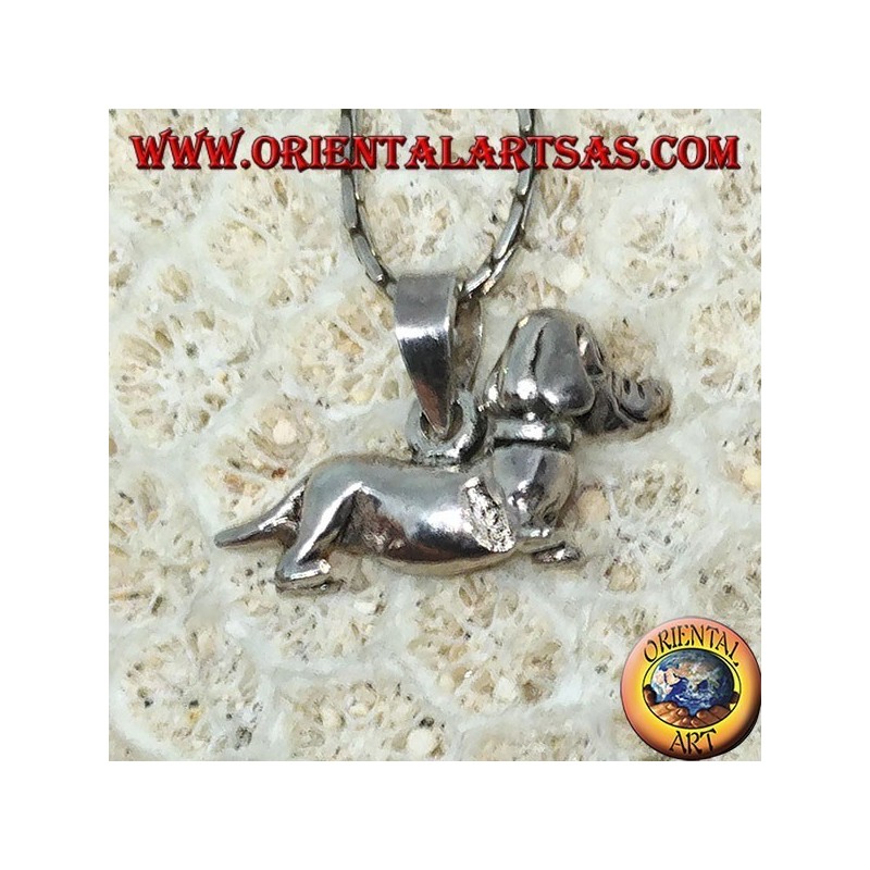 Pendentif en argent du chien teckel mobile (tourne la tête)