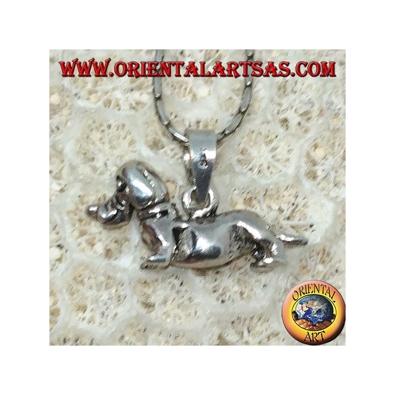 Pendentif en argent du chien teckel mobile (tourne la tête)