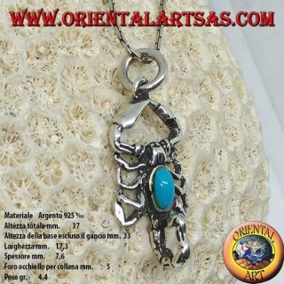 Pendentif en argent, scorpion avec turquoise sur le corps