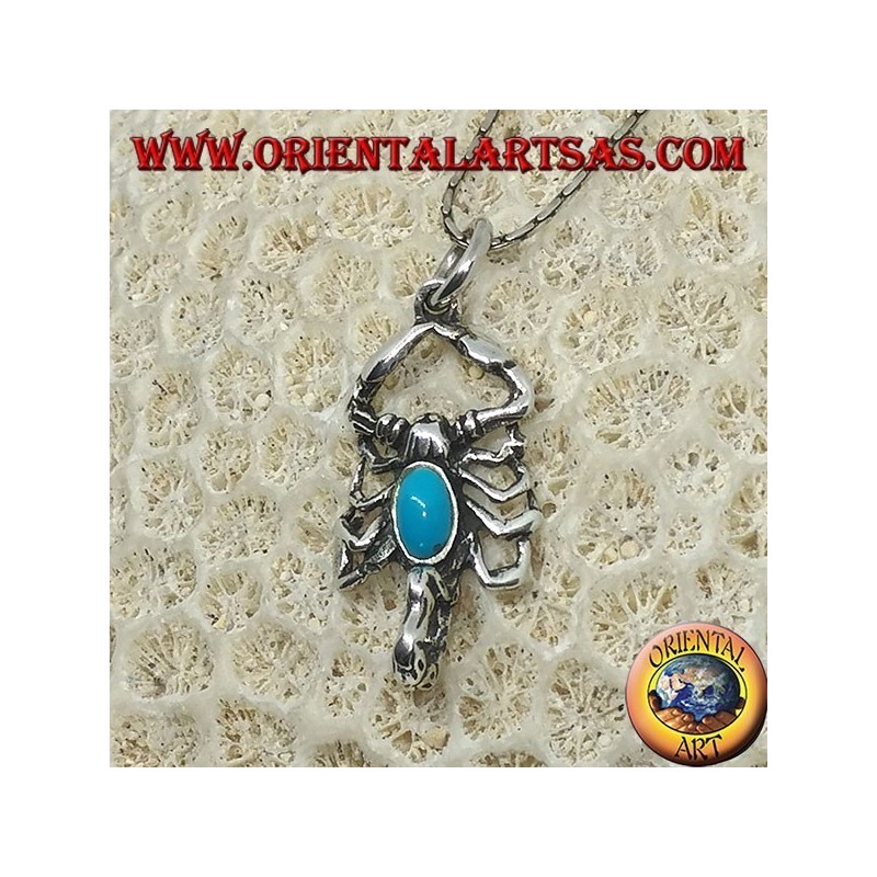 Pendentif en argent, scorpion avec turquoise sur le corps