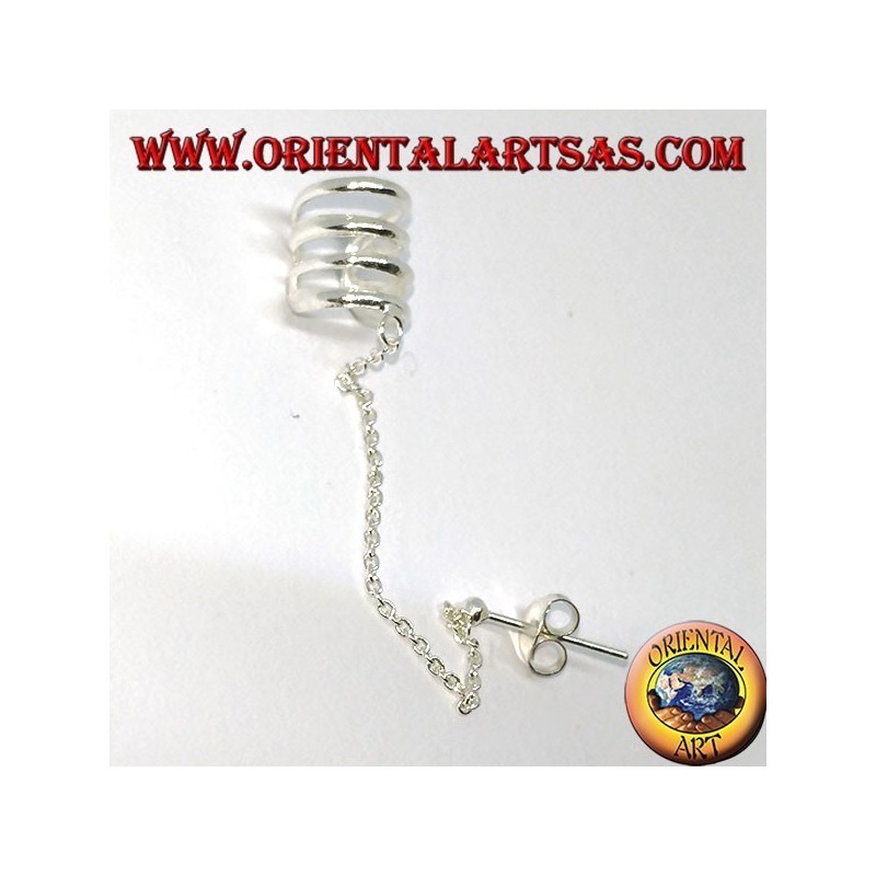 Boucle d'oreille manchette d'oreille avec chaîne en argent, avec quatre cercles