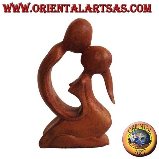 Scultura bacio in legno di suar, 15 cm