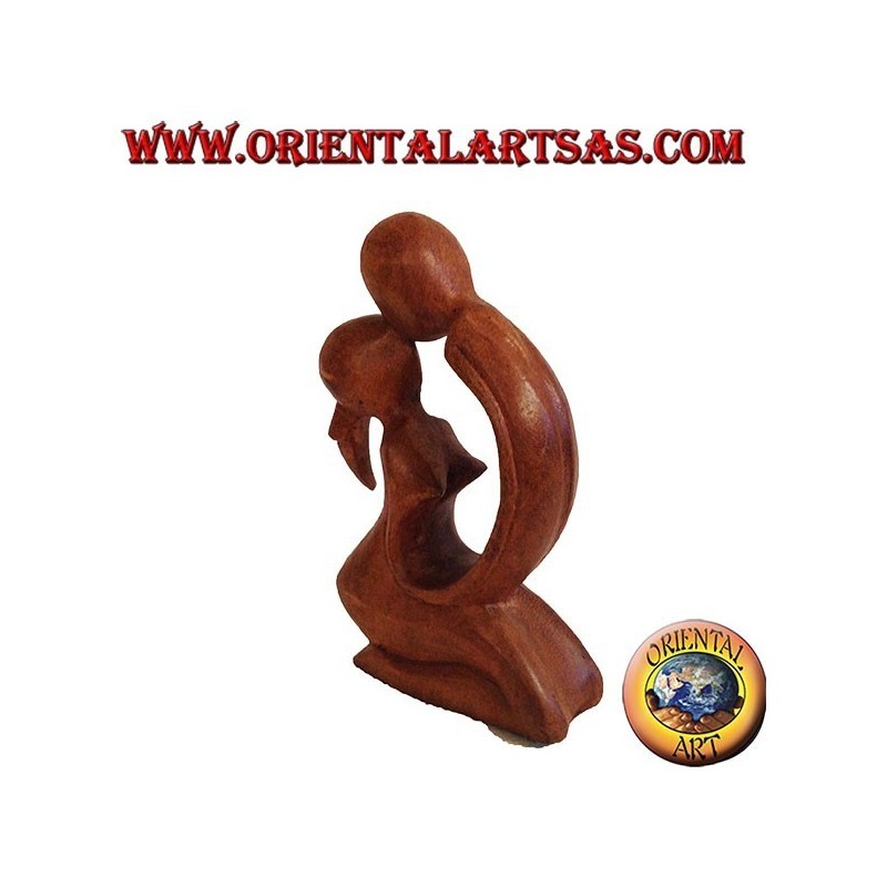 Skulptur Kuss in Suar Holz, 15 cm
