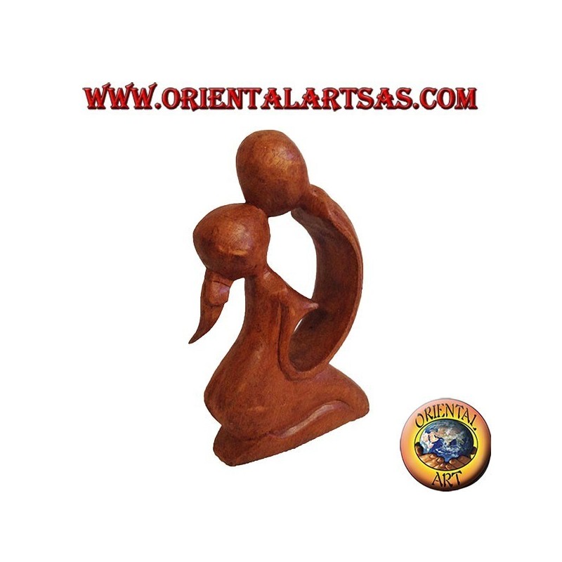 Beso de escultura en madera de suar, 15 cm
