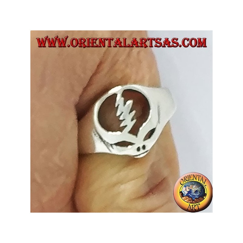 Bague en argent, crâne extraterrestre