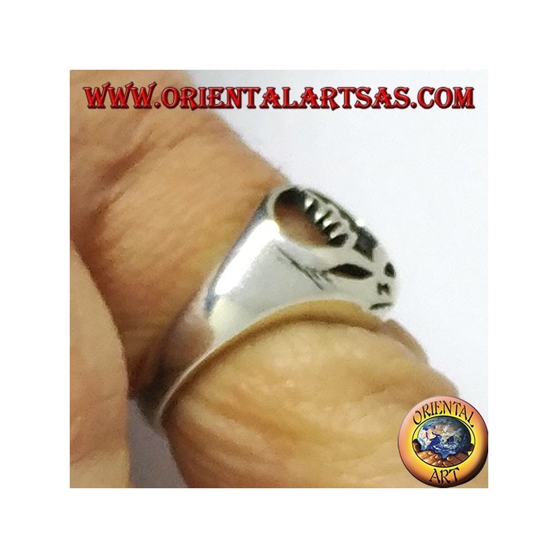 Anello in argento massiccio 925‰ anallergico teschio alieno