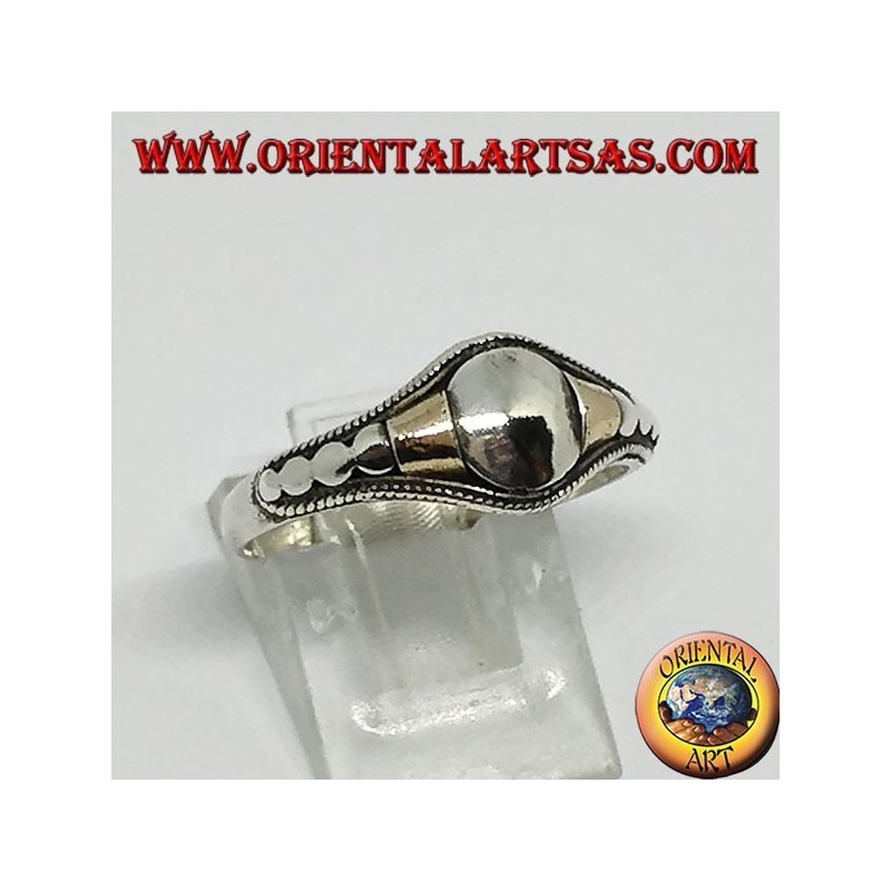 Bague en argent faite à la main avec des insertions de feuille d'or 14 carats