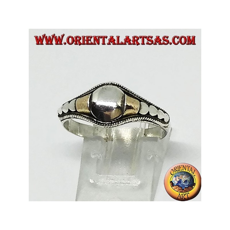 Anello in argento fatto a mano con inserti in lamina di oro  14 karati