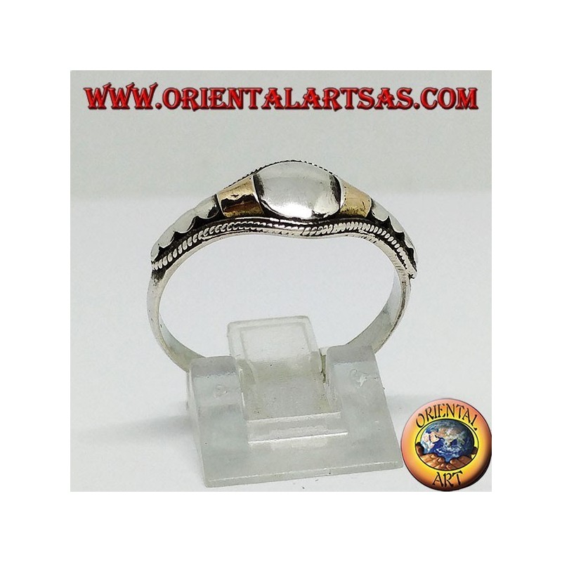 Bague en argent faite à la main avec des insertions de feuille d'or 14 carats