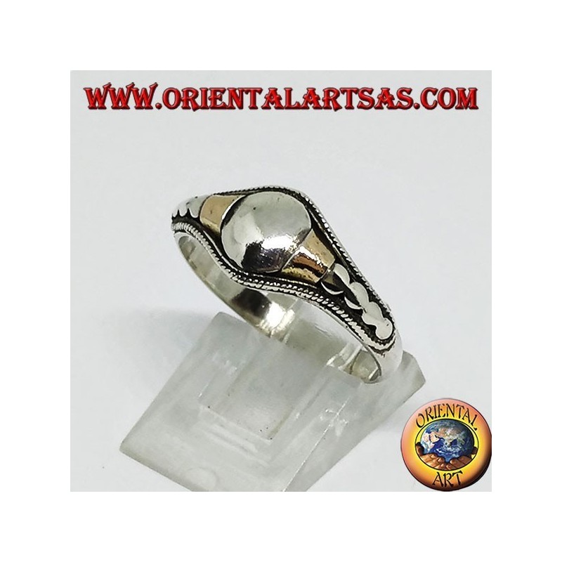 Anello in argento fatto a mano con inserti in lamina di oro  14 karati