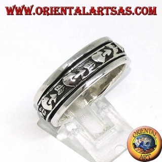 Bague en argent anti-stress en rotation, coeur brisé, coeur avec flèche