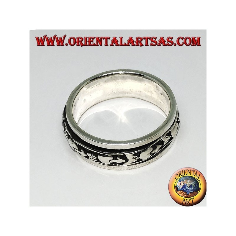 Ring in silver anti-stress rotating, broken heart, heart with arrow