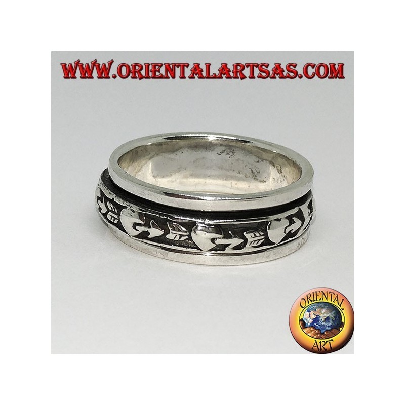 Ring aus silbernem Anti-Stress-Drehring, gebrochenes Herz, Herz mit Pfeil