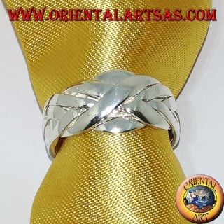 Turkish faith puzzle ring in six-threaded silver