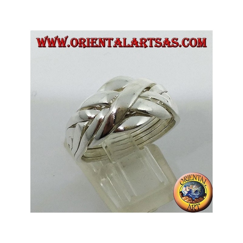 Bague de puzzle de la foi turque en argent à six fils