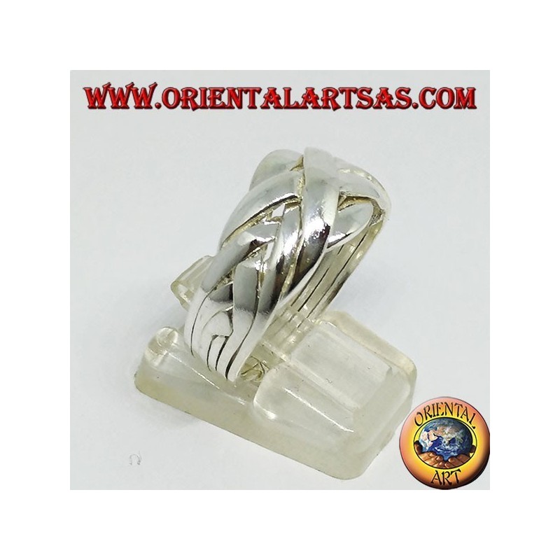Turkish faith puzzle ring in six-threaded silver