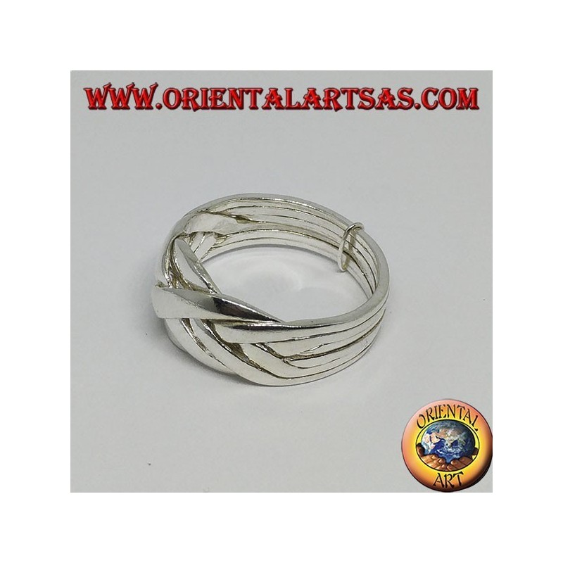 Bague de puzzle de la foi turque en argent à six fils