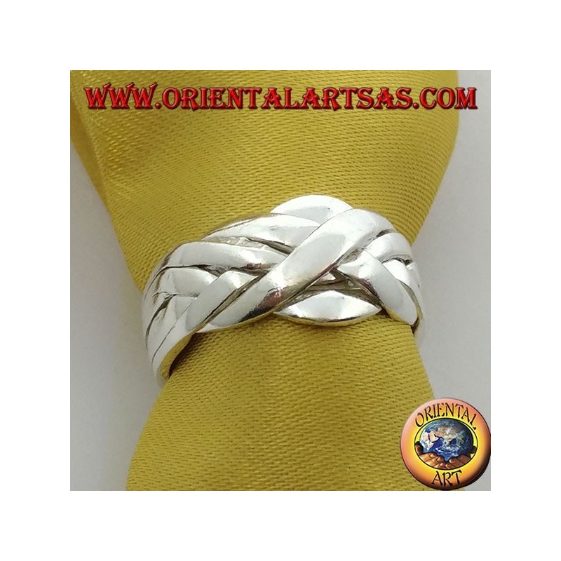 Bague de puzzle de la foi turque en argent à six fils