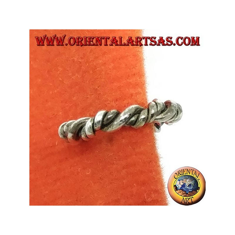 Ear Cuff in argento, cerchietto attorcigliato (finto orecchino non necessita di buco )