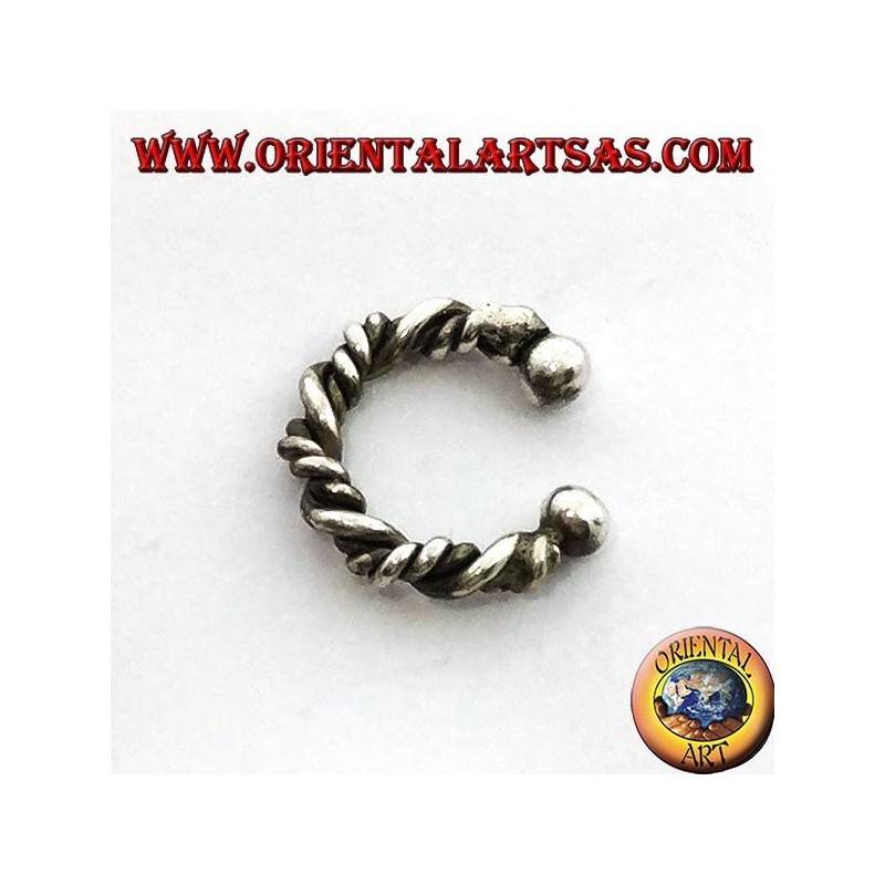 Ear Cuff in silver, twisted circle (fake earring does not need a hole)