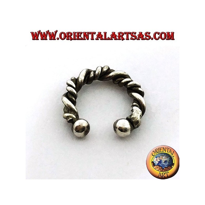 Ear Cuff in argento, cerchietto attorcigliato (finto orecchino non necessita di buco )