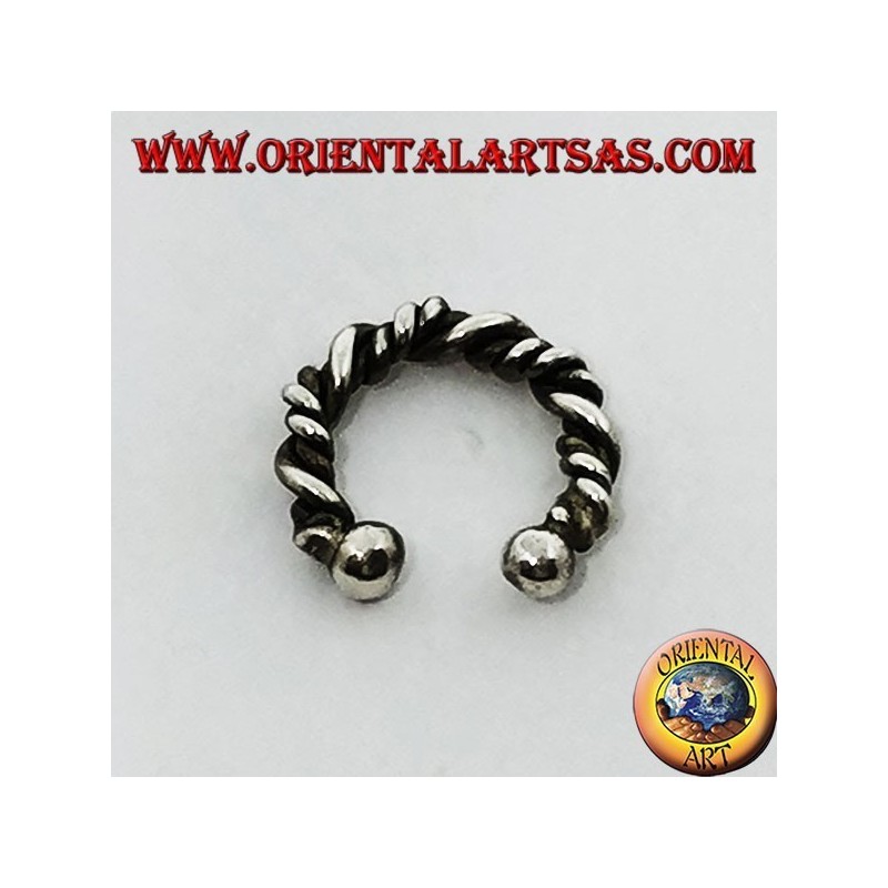 Ear Cuff in silver, twisted circle (fake earring does not need a hole)