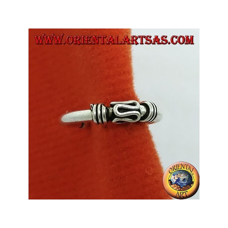 Ear Cuff in silver, earring with a circle worked with spiral in the center