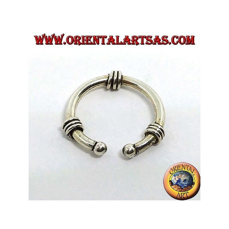 Ear Cuff in argento,orecchino a cerchietto lavorato con tre spirali