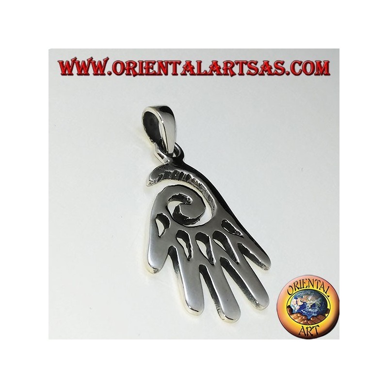 Pendant in silver hand with spiral