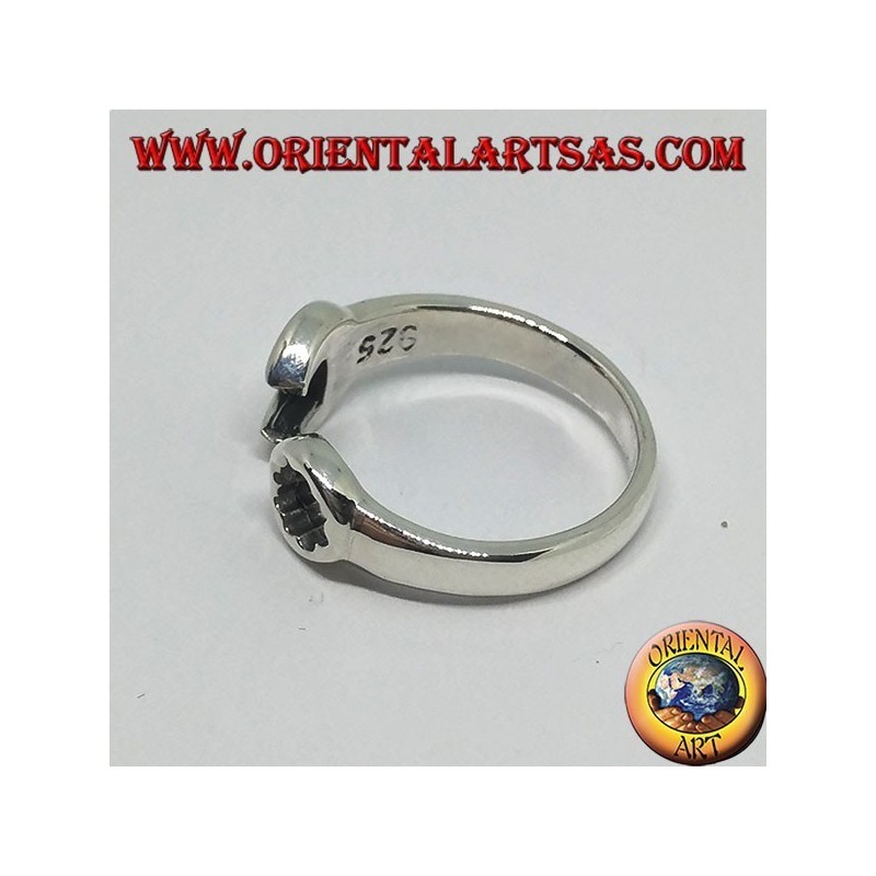 Anello in argento a forma di chiave ad anelli eda forchetta combinata da meccanico