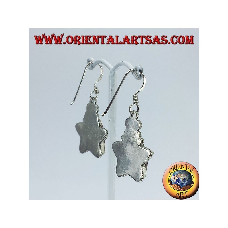Boucles d'oreilles en argent en forme d'étoile avec corail ancien (népalais)