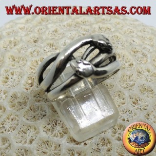 Bague en argent avec deux serpents courtisés, amoureux