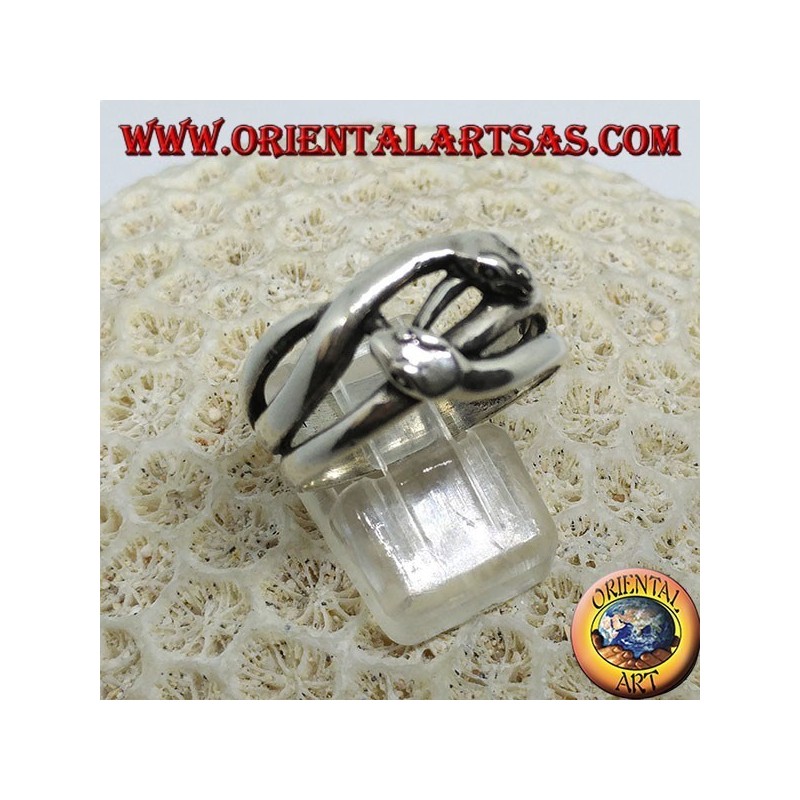 Bague en argent avec deux serpents courtisés, amoureux