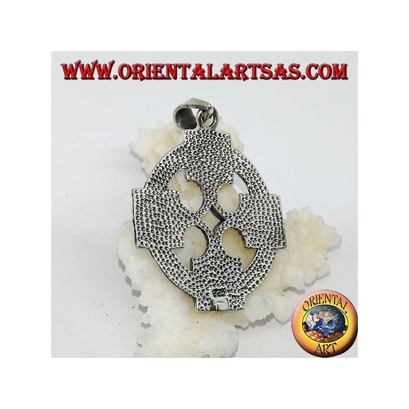 Silver pendant, Celtic cross with Odin gungnir