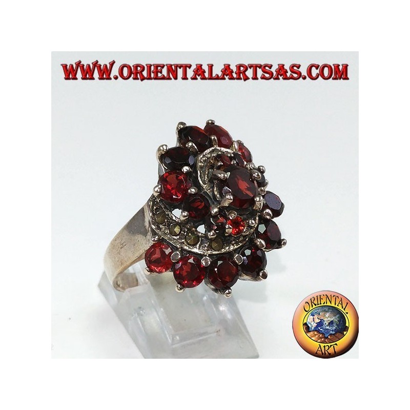 Silver vortex ring with 19 natural round-shaped rocket grenades