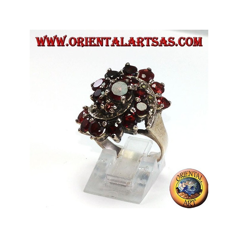 Silver vortex ring with 19 natural round-shaped rocket grenades